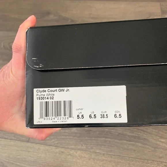 Puma Clyde Court GW Jr Running Shoes Knit Sneakers White Black Size 6.5 - Picture 4 of 14